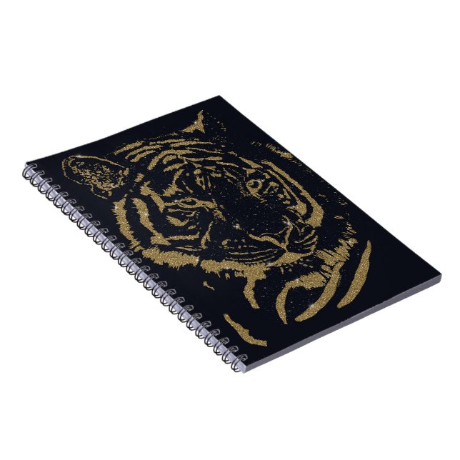 Carnet Black and Gold Tiger Artwork Luxury Glitter Style (Côté Droit)