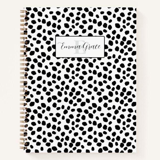 Carnet Black and white Dalmatian spot pattern notebook (Devant)