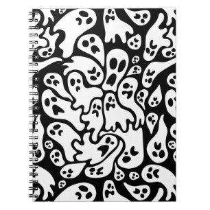 Carnet Black And White Ghost Pattern
