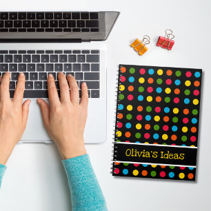 Carnet Black   Bleu Rouge Vert Jaune Orange Polka Point