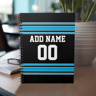 Carnet Black Blue Football Jersey Nom personnalisé Numéro