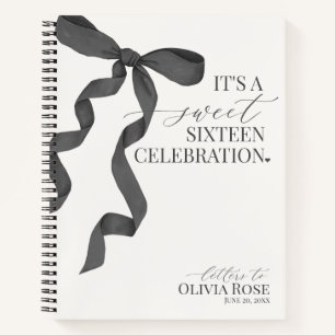 Carnet Black Bow Sweet 16 Lettres à Birthday Girl