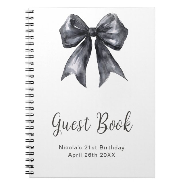 Carnet Black Coquette Bow Birthday Party Guest Book (Devant)