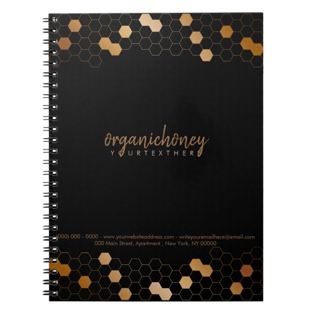 Carnet Black Farm Honeycomb Bee Apiary Organic Gold (Devant)