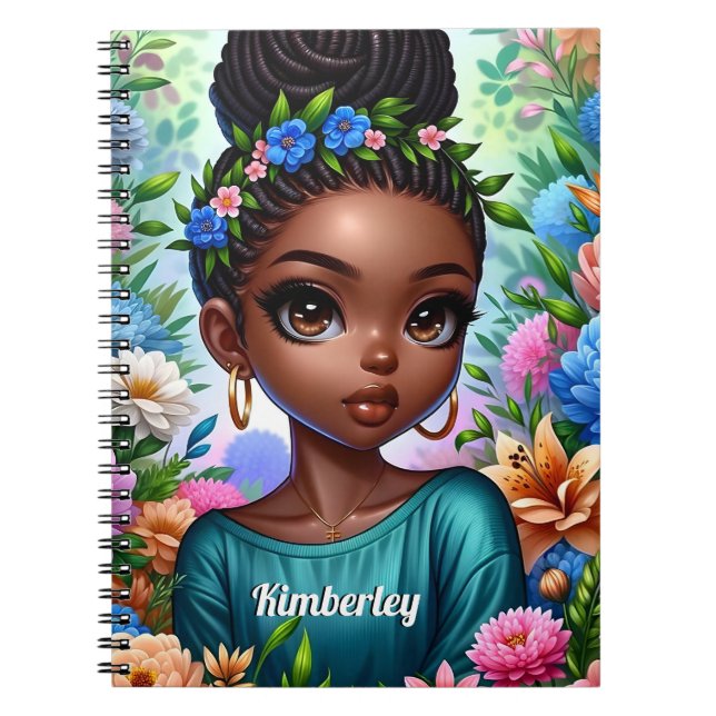 Carnet Black girl African American avec tresses (Devant)