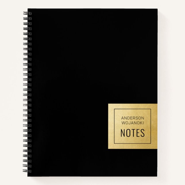 Carnet Black Gold Elegant Simple Personnalisé (Devant)