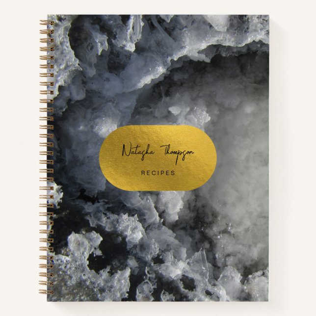 Carnet Black Gold Foil Crystals Signature Recette (Devant)