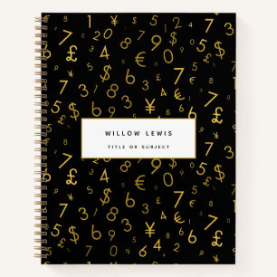 Carnet Black Gold Luxury Numéros Devise Symboles Motif