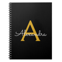 Black Gold Modern Script Girl Monogramme Nom