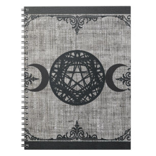 Carnet Black Magic Triple Lune Pentagram Vintage Wiccan