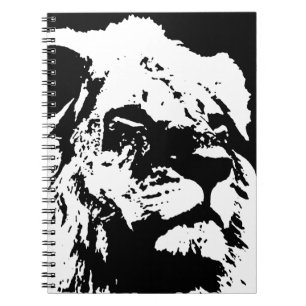 Carnet Black & white lion pop art