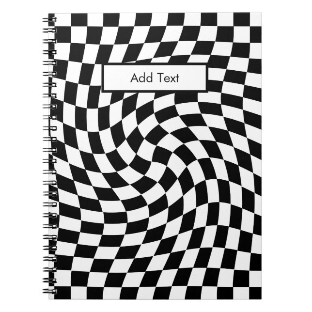 Carnet Black & White Warped Checkered Pattern Custom (Devant)