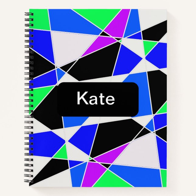 Carnet Blanc bleu Violet triangle abstrait  (Devant)