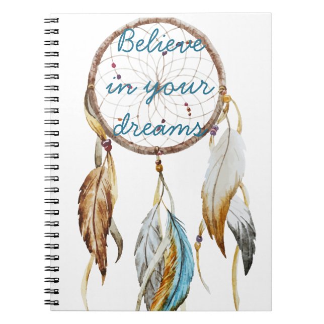 Carnet Blanc Brown Turquoise Dream catcher aquarelle (Devant)