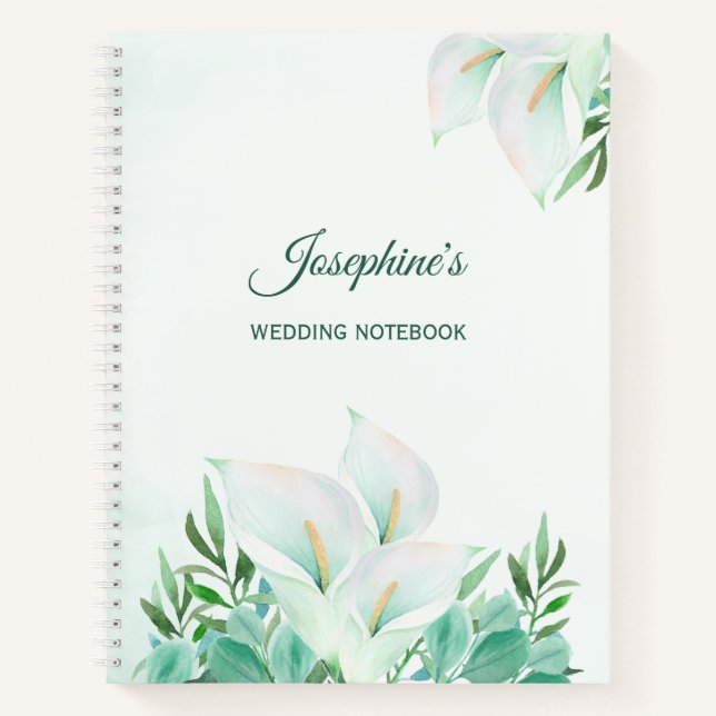 Carnet Blanc Calla Lily Mariage d'aquarelle (Devant)