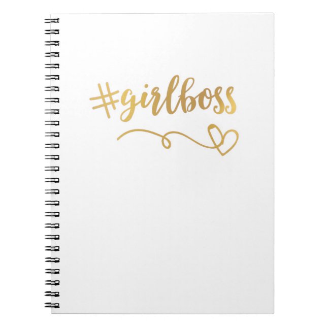 Carnet Blanc + Carnet/journal de #girlboss d'or (Devant)