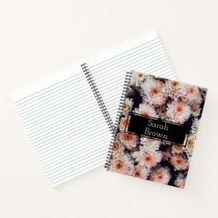 CARNET BLANC DAHLIA FLORAL ÉLÉGANT CUSTOMISÉ
