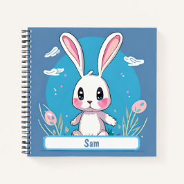 Carnet Blanc De Lapin De Pâques Avec Nametag Perso