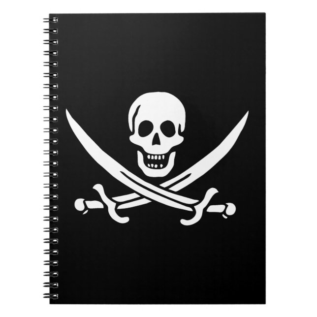Carnet Blanc, Drapeau Pirate Calico Jack, Crâne & Cutlass (Devant)