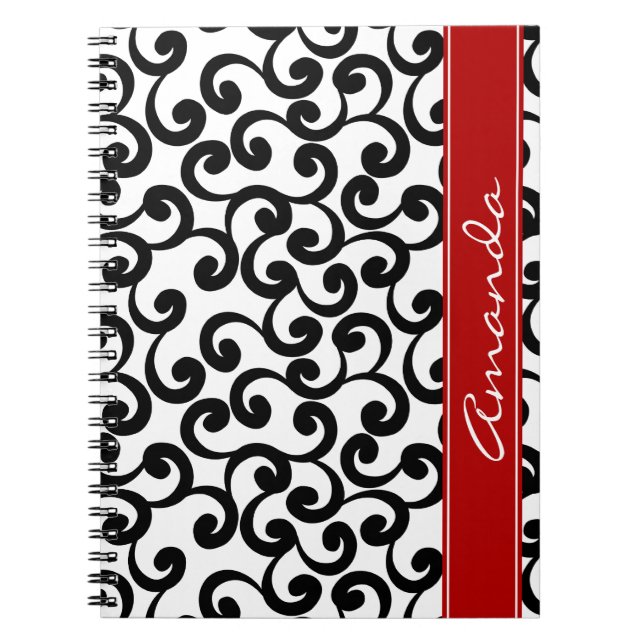 Carnet Blanc et copie décorée d'un monogramme d'éléments (Devant)