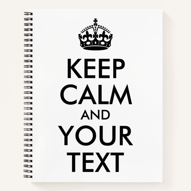 Carnet Blanc et noir Conserver le calme et votre texte (Devant)