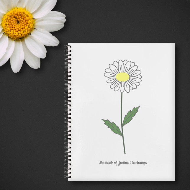 Carnet blanc Fleur de marguerite botanique (Daisy Flower White Notebook)
