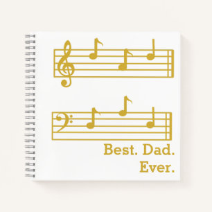 CARNET BLANC GOLD MUSIC NOTES MEILLEUR PAPA JAMAIS TREBLE