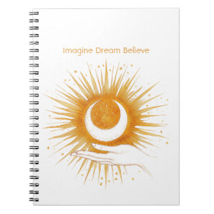 Carnet Blanc Imaginez Rêve Croire Or Orange Soleil Main