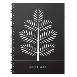 Carnet Blancs Noir Élégant Botanique Tropical Branche