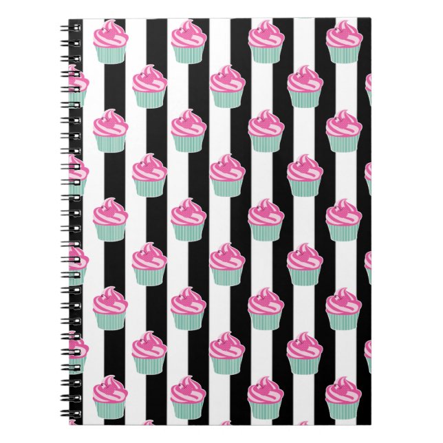 Carnet Bleck et Withe cool tendance, Cup Cakes (Devant)