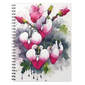 Carnet Bleeding Heart - Watercolor flowers