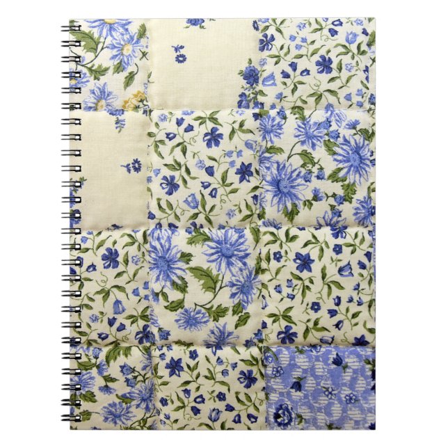 Carnet Bleu à l'ancienne Motif de courtepointe (Devant)