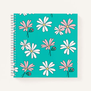 Carnet Bleu bleu ciel chic motif floral girly