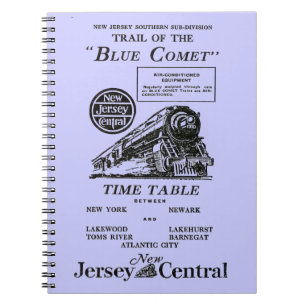 Carnet bleu central de train de comète de New
