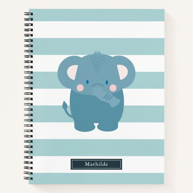 Carnet Bleu clair éléphant (Devant)