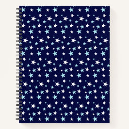 Carnet Bleu clair et étoiles blanches sur fond bleu marin