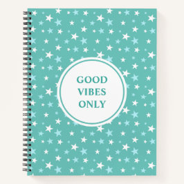 Carnet Bleu clair et étoiles blanches sur sarcelle