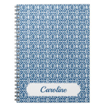 Bleu Classique Avec Motif Crochet Blanc