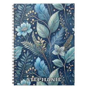 Carnet Bleu complexe et vert botanique - bleu foncé étoil