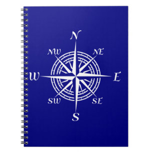 Carnet Bleu de marine sur le Rose de boussole côtière bla