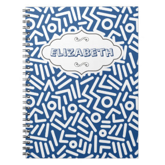 Carnet bleu de motif de monogramme de seamles de