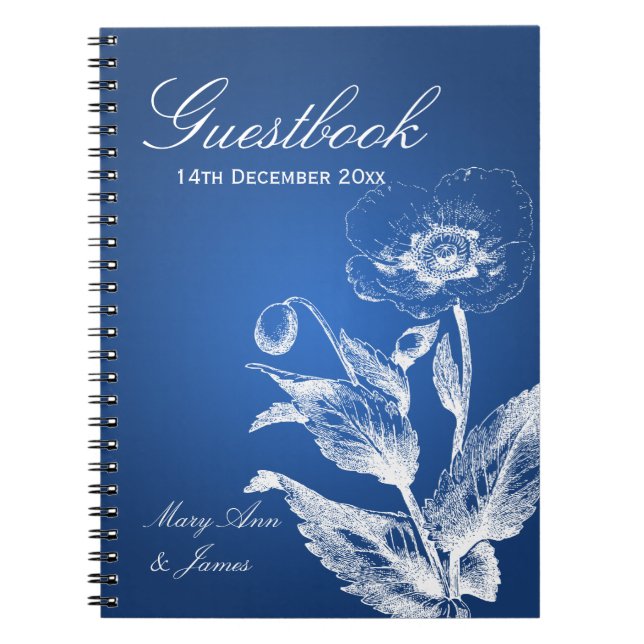 Carnet Bleu de pavot de Guestbook de mariage (Devant)