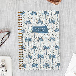 Carnet Bleu Denim   Treillis de Palmier Personnalisé