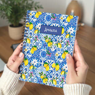 Carnet Bleu d'été Majolique Citron Sicilien Méditerranéen