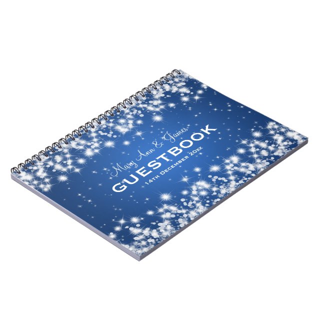 Carnet Bleu d'étincelle d'hiver de Guestbook de mariage (Côté gauche)