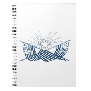 Carnet Bleu et blanc drapeaux Vintages américains avec ét