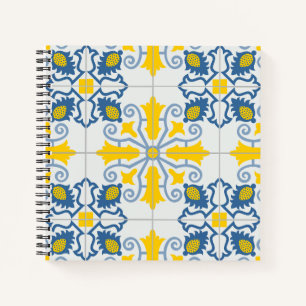 Carnet Bleu et jaune joli carrelage portugais motif
