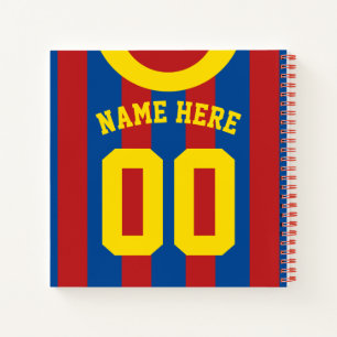 Carnet Bleu et rouge Jersey Modèle Notebook de football 