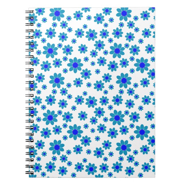 Carnet Bleu | Flee de Motif de marguerite à répétition fl (Devant)