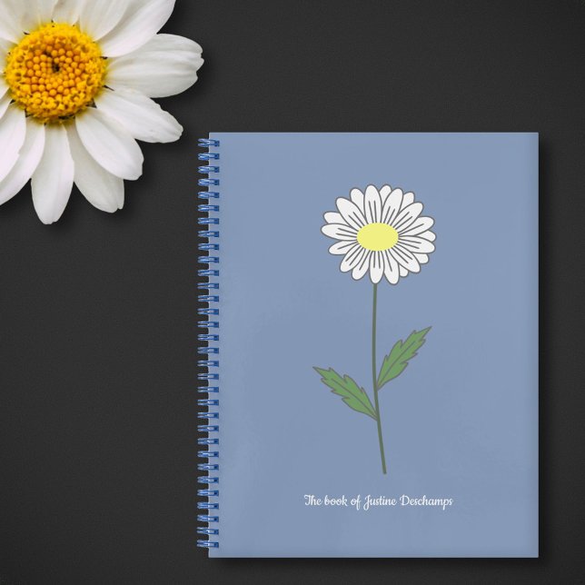 Carnet Bleu Fleur Faisée Botanique (Daisy Flower Blue Notebook)